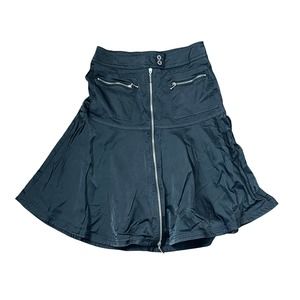 Kenar Punk Front Zip Pocket Mini‎ Skirt Peplum Stretch Fit & Flare Hem  8 Women